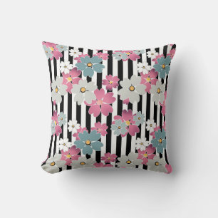 Floral, striped cushion