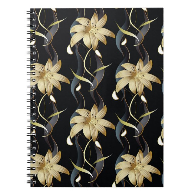 Floral Striped Luxury: 3D Vintage. Notebook (Front)