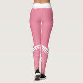 Floral striped modern girly pink with name leggings (Back)
