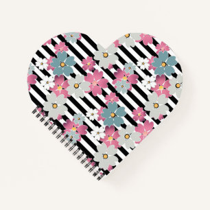 Floral, striped notebook