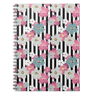 Floral, striped notebook