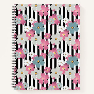 Floral, striped notebook