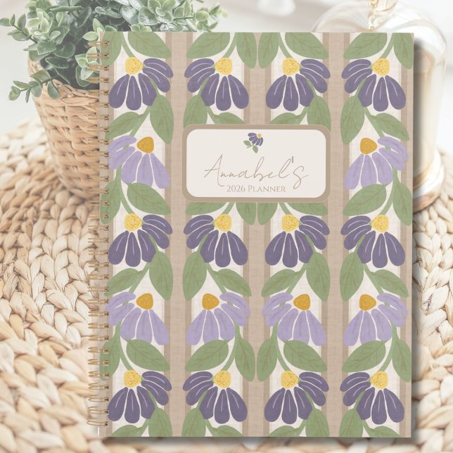 Floral Striped Personalized Planner (Floral Striped Personalized Planner by Blissful Learning)