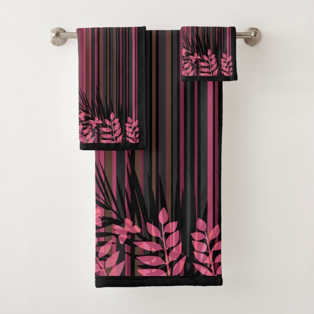 Floral, striped, retro bath towel set (Insitu)
