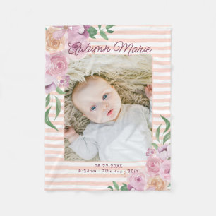 Floral Striped Stats Baby Blanket