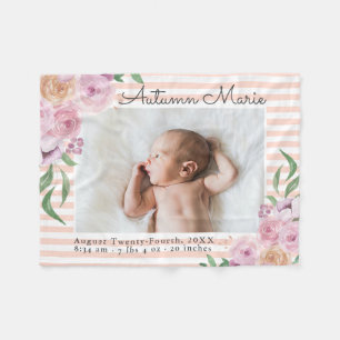 Floral Striped Stats Baby Blanket