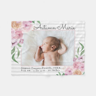 Floral Striped Stats Baby Blanket
