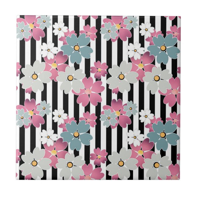 Floral, striped tile (Front)