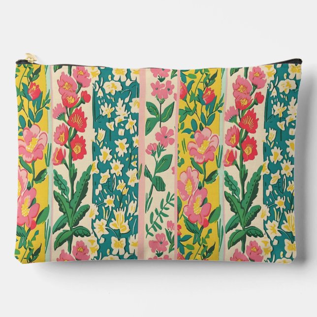 Floral stripes accessory pouch (Front)