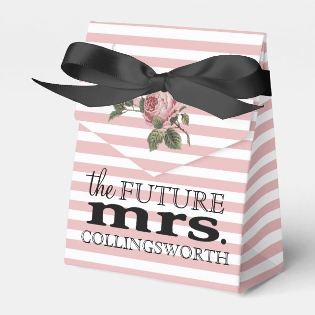 Floral Stripes Bridal Shower Future Mrs. Favour Box (Front Side)