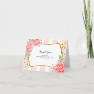 floral stripes - gold confetti wedding thank you