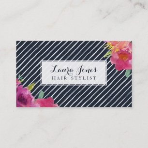 Floral & Stripes Hair Stylist Appointment Cards