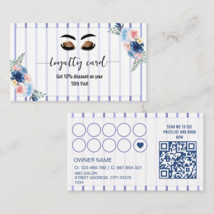 Floral Stripes Lash tech Loyalty card