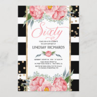 Floral Stripes Modern Gold Decor 60 Birthday Party