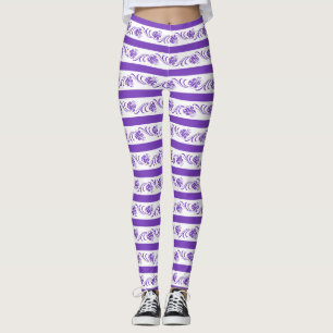 Floral stripes pattern leggings