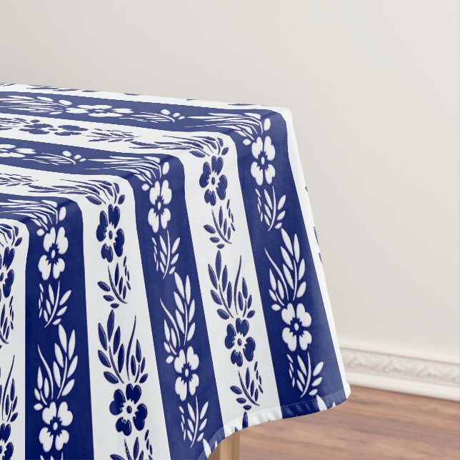 Floral stripes pattern tablecloth (In Situ)