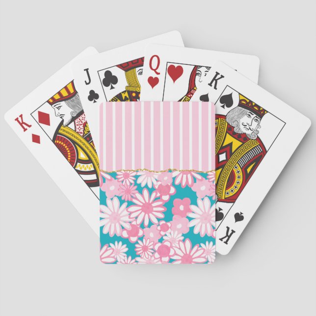 Floral Stripes Playing Cards (Back)