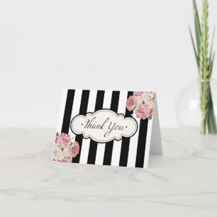 Floral, Stripes Thank You Cards