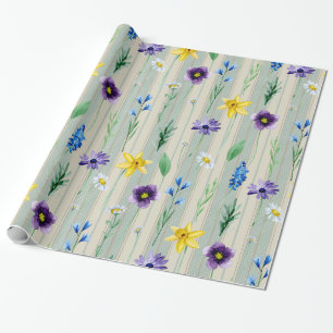 Floral Stripes Wrapping Paper