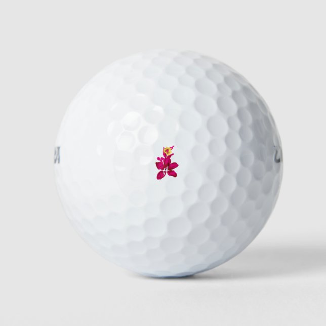 Floral Style, ArtyClick Crimson, Light Gold Golf Balls (Front)