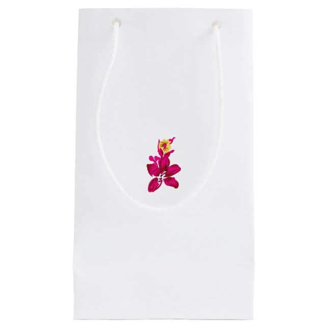 Floral Style, ArtyClick Crimson, Light Gold Small Gift Bag (Front)