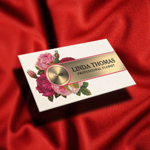Floral style roses metallic cover business card