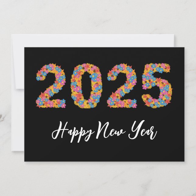 Floral style simple happy new years cards 2025 (Front)