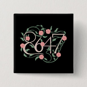 Floral Subtle Anti Trump 8647 86 47 Boho 15 Cm Square Badge