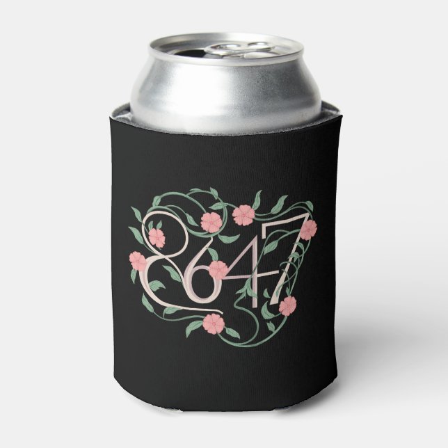 Floral Subtle Anti Trump 8647 86 47 Boho Can Cooler (Can Front)