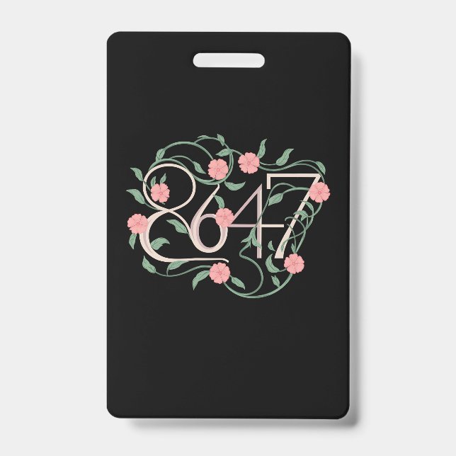 Floral Subtle Anti Trump 8647 86 47 Boho ID Badge (Front)