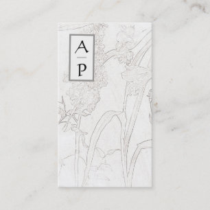 *~* Floral Subtle Flowers Neutral QR Logo Photo Bu Business Card