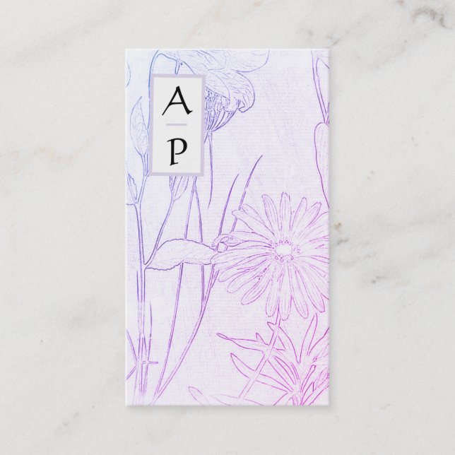 *~* Floral Subtle Flowers Neutral QR Photo Logo Bu Business Card (Front)