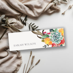 FLORAL SUCCULENT ANTLER BOHEMIAN ALLURE ADDRESS MINI BUSINESS CARD