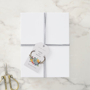 FLORAL SUCCULENT ANTLER BOHEMIAN ALLURE MONOGRAM GIFT TAGS