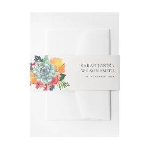 FLORAL SUCCULENT ANTLER BOHEMIAN ALLURE MONOGRAM INVITATION BELLY BAND