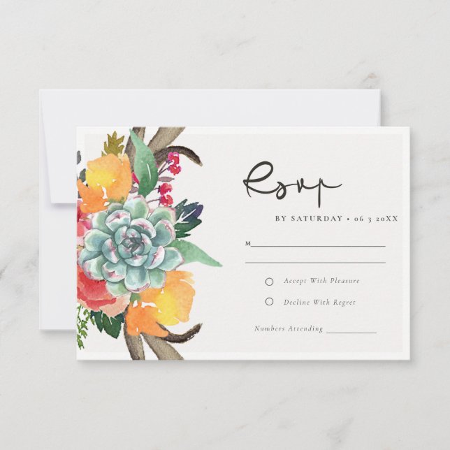 FLORAL SUCCULENT ANTLER BOHEMIAN ALLURE  RSVP (Front)