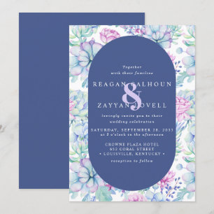 Floral Succulent Botanical Cactus Modern Wedding Invitation