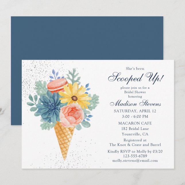 Floral Succulent Macaron | Bridal Shower Invitation (Front/Back)