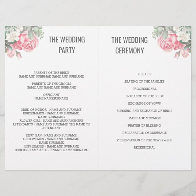 Floral Succulents Wedding Fan Programs (Front)