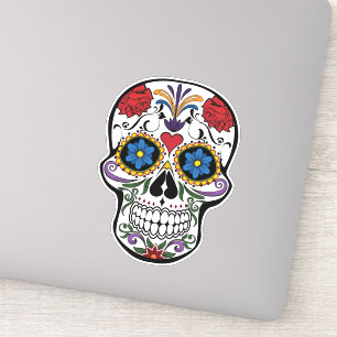 Floral Sugar Skull Custom-Cut Vinyl Sticker