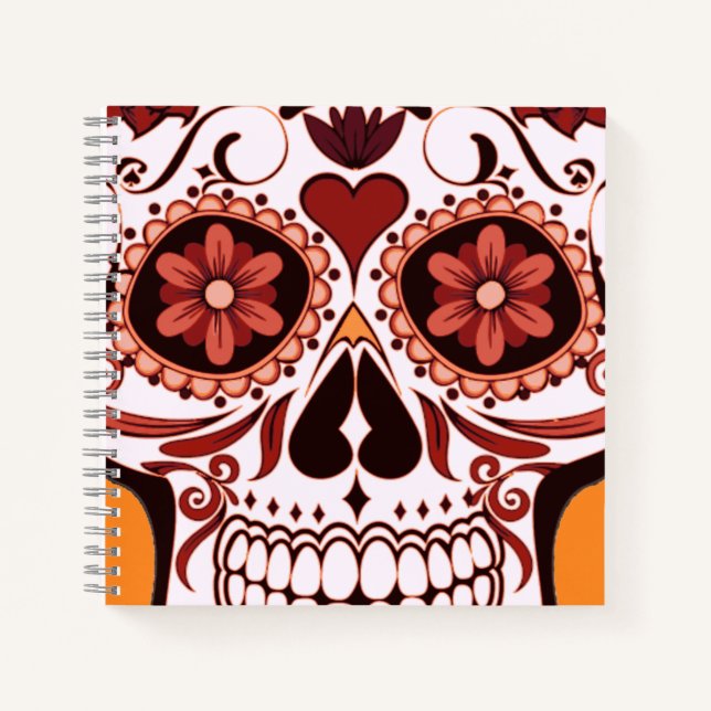 Floral Sugar Skull Day of the Dead Art Notebook (Front)
