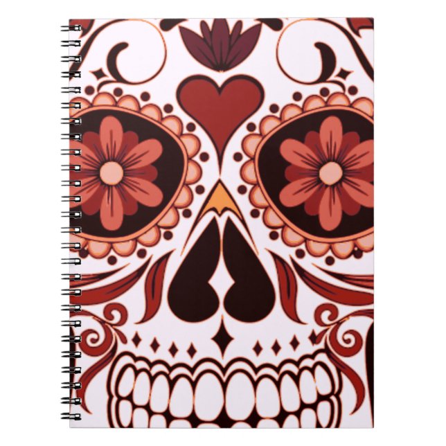 Floral Sugar Skull Day of the Dead Art Notebook (Front)