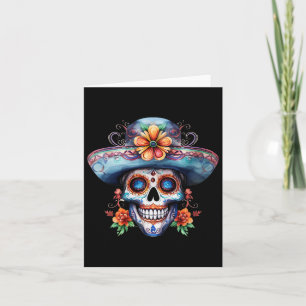 Floral Sugar Skull Day Of The Dead Dia De Muertos Card