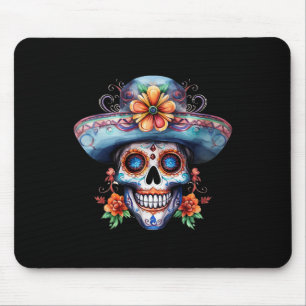 Floral Sugar Skull Day Of The Dead Dia De Muertos Mouse Mat