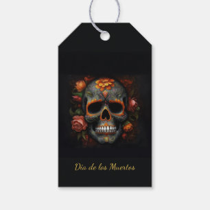 Floral Sugar Skull Dia de los Muertos Calavera Gift Tags