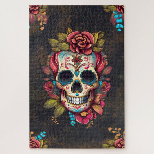 Floral Sugar Skull Día de los Muertos  Jigsaw Puzzle