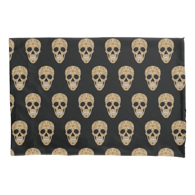 Floral Sugar Skull Dia de los Muertos Pillowcase (Front)