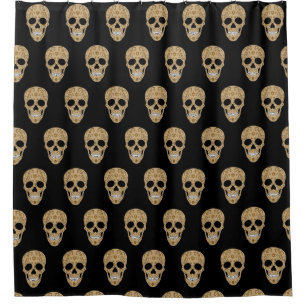 Floral Sugar Skull Dia de los Muertos Shower Curtain