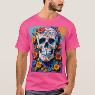 Floral Sugar Skull Día De Los Muertos Tee
