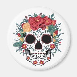 Floral Sugar Skull Magnet